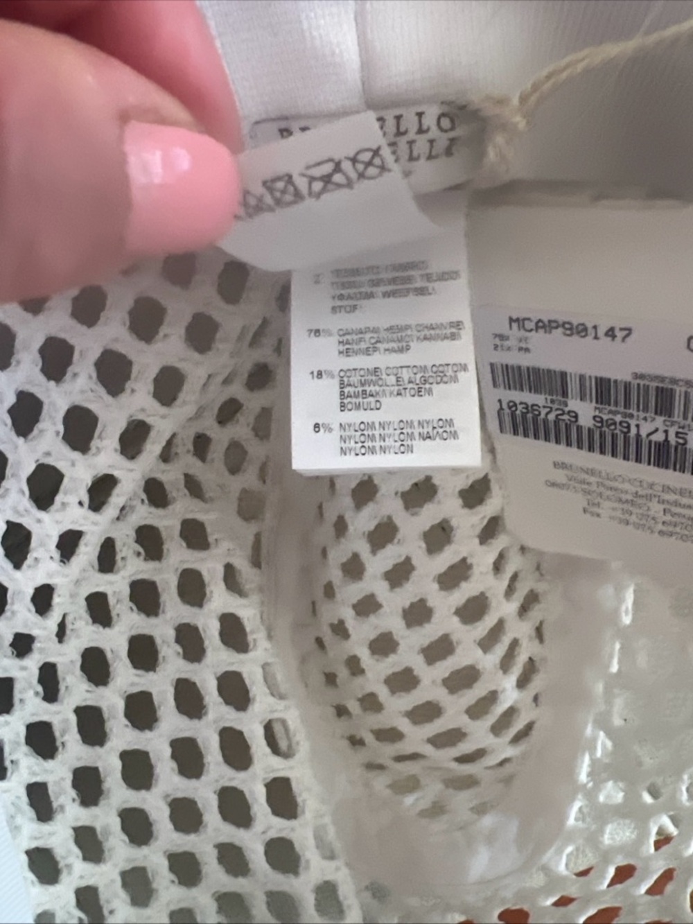 NWT Brunello Cucinelli Italy Size S Bead Monili Silver Hat white beige - Picture 10 of 11